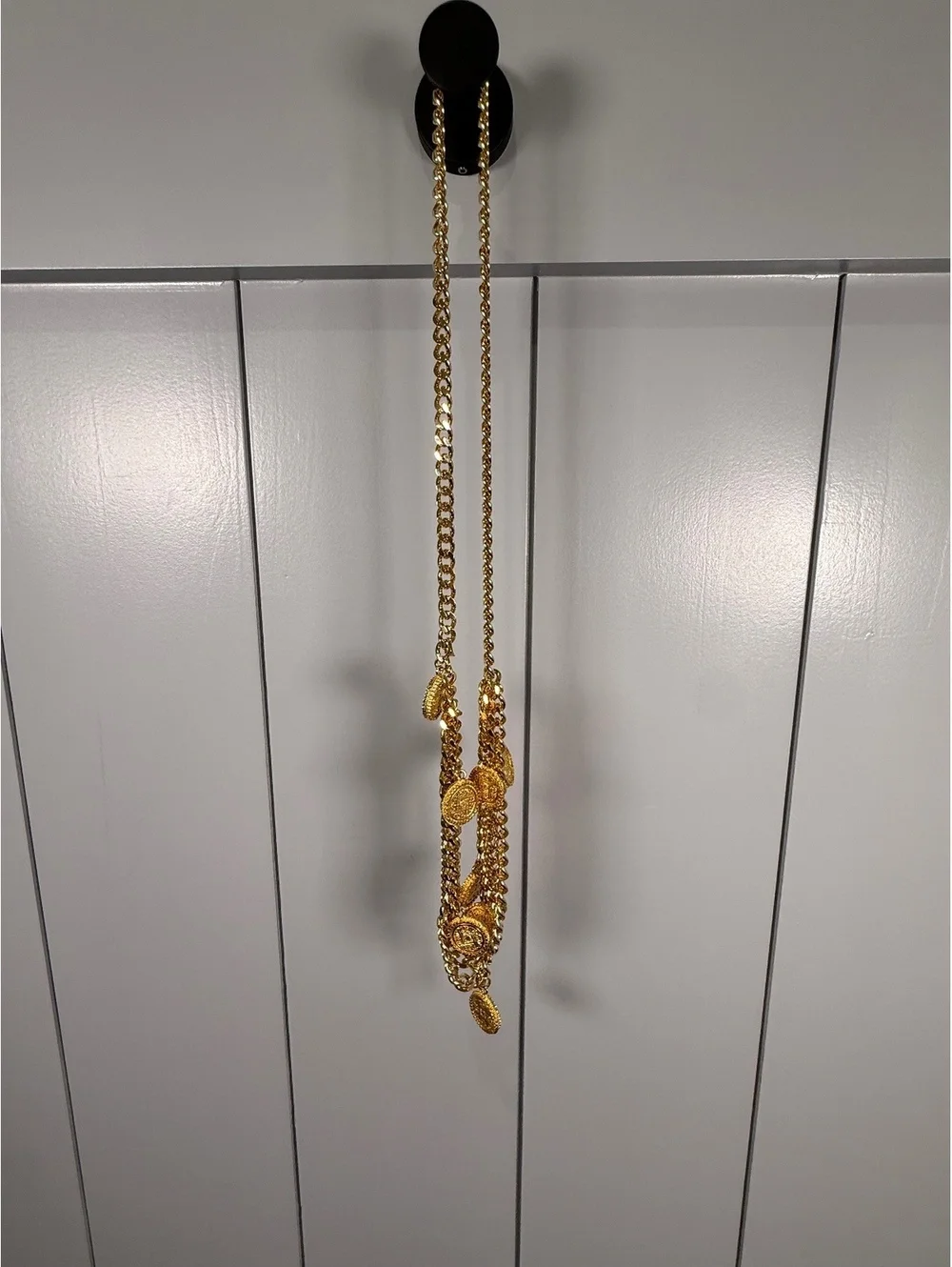 Vintage French Baroque Chain Belt Fleur de Lis Medallion Statement Gold Tone